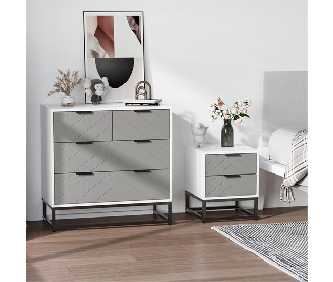 Armário de cabeceira Placa de partícula, Placa de MDF, Aço HOMCOM 39 Multicor