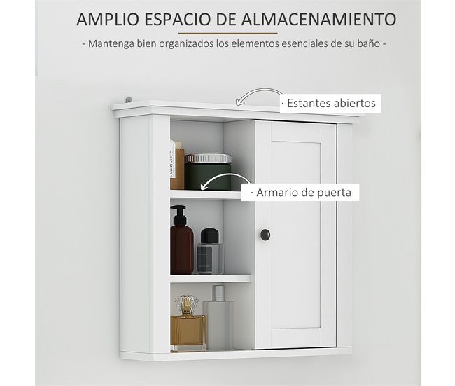 Armário de banheiro MDF, Aglomerado HOMCOM, casa - casa de banho Branco