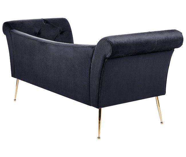 Beliani Chaise longue Veludo NANTILLY Preto