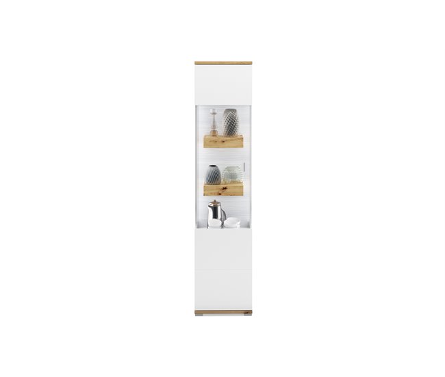 Vitrine alta com 1 porta CORSO Branco/ Madeira