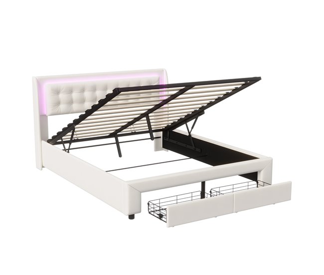 Cama, usb, led, cama de casal, cama funcional, cama com arrumação 185x203