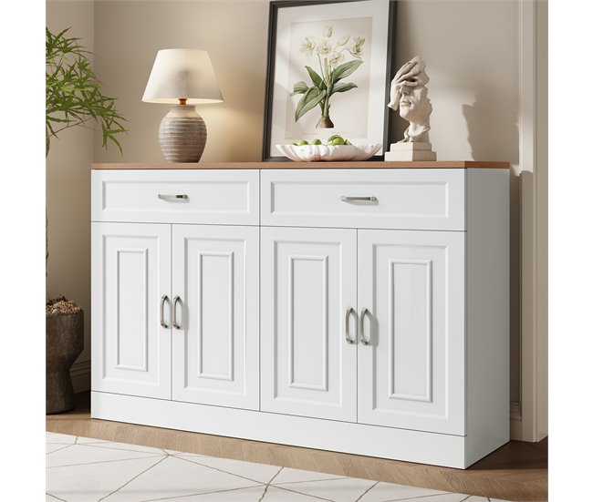 Aparador com 4 portas e 2 gavetas Branco