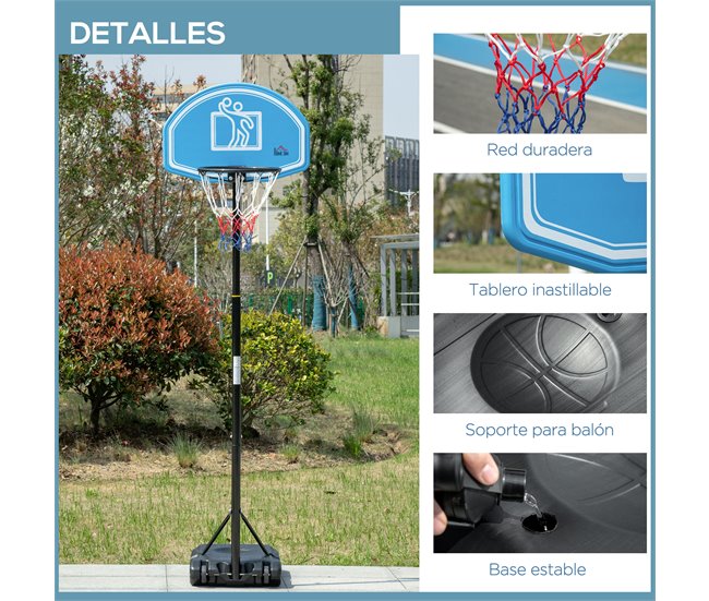 Tabela de Basquetebol Aço, PE e HDPE HOMCOM Multicor