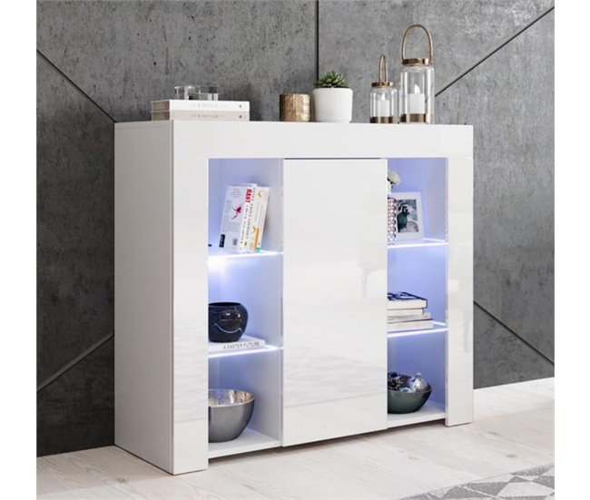 Aparador Sala de estar e jantar 1 porta LED Lilian Branco