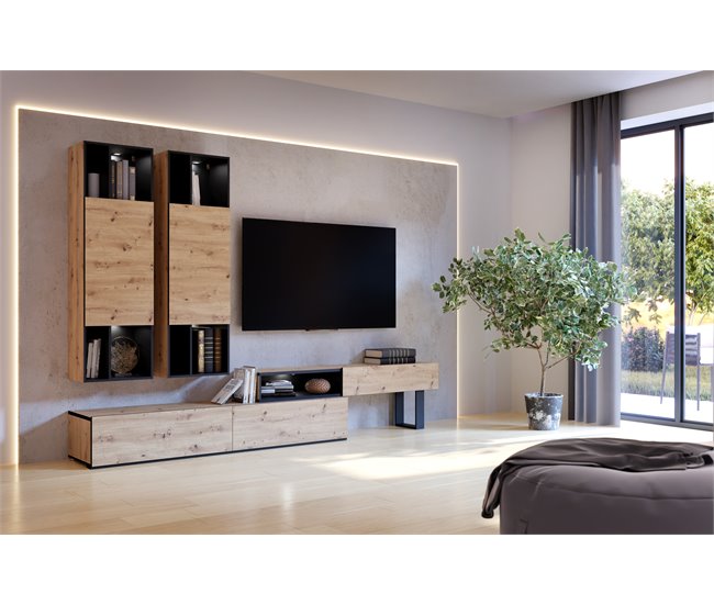 Vitrine KAELON cor carvalho preto Preto