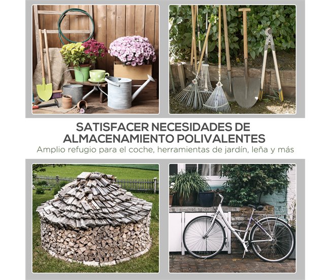 Abrigo de Exterior Metal e Tecido PE Outsunny Cinza