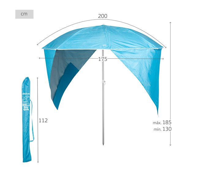 Aktive Guarda-sol de praia corta-vento de 8 nervuras Azul