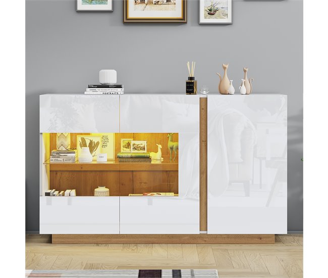 Aparador de painel de partículas com 3 portas Branco