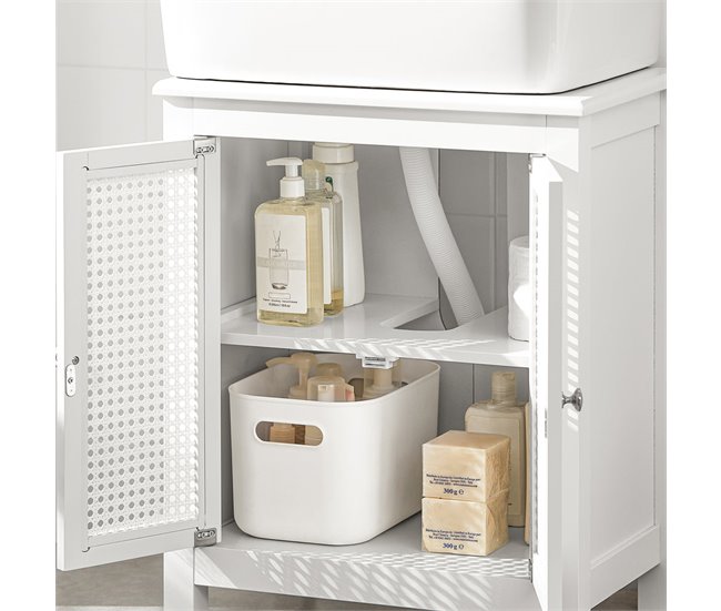Armário de lavatório com 2 níveis e 2 portas BZR35-W SoBuy Branco