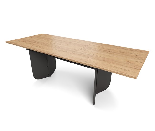 Mesa de jantar extensível ARUBA Preto/ Madeira