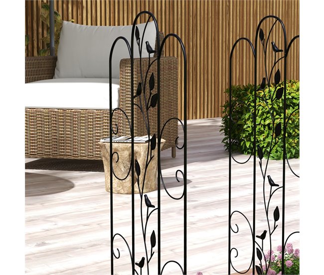 4 Treliças de Jardim aço Outsunny, varanda e jardim - jardinagem Preto