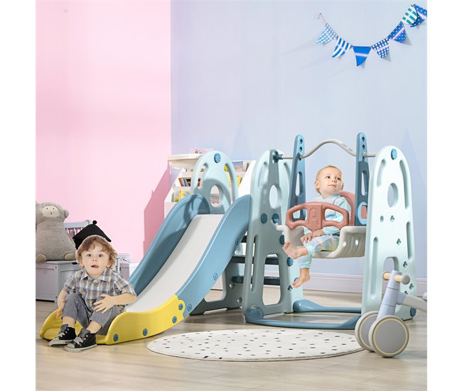 Escorrega Infantil com Baloiço HDPE, PP HOMCOM Multicor