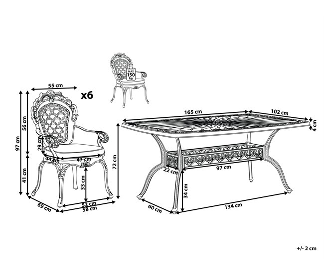 Beliani Conjunto de comedor LIZZANO Castanho