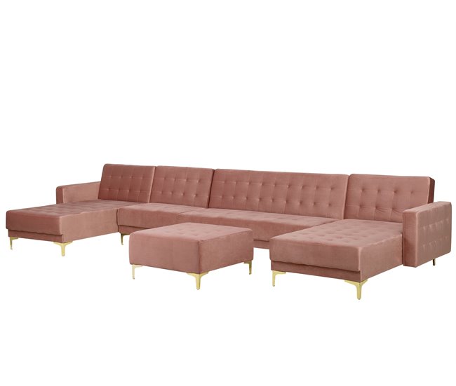 Beliani sofá modular Veludo ABERDEEN Rosa