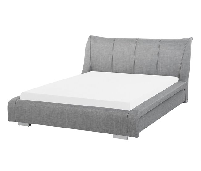 Beliani Cama com estrado Poliéster NANTES 168x237 Branco/ Bege