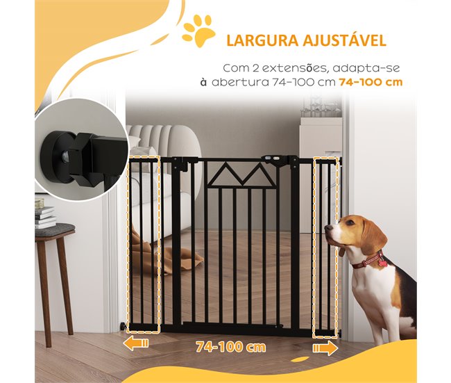 Barreira de Segurança Aço, PA PawHut Preto