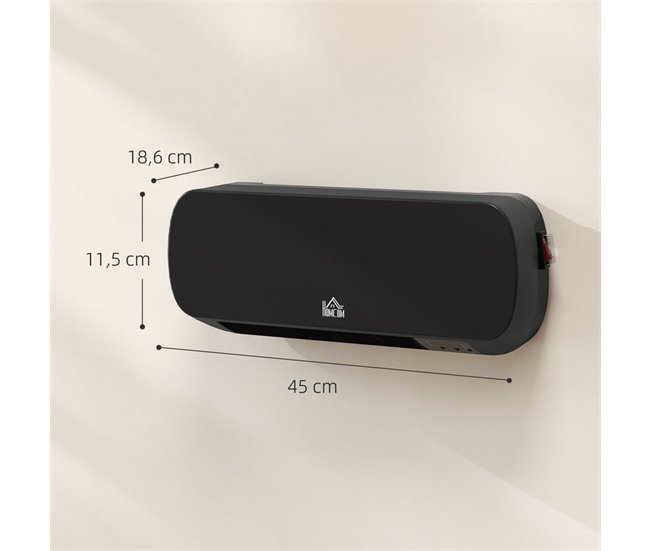 Aquecedor Cerâmico de Parede ABS e PP HOMCOM Preto