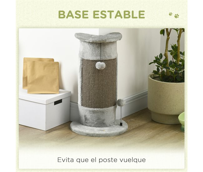 Arranhador para Gatos Aglomerado, Peluche e Sisal PawHut Cinza