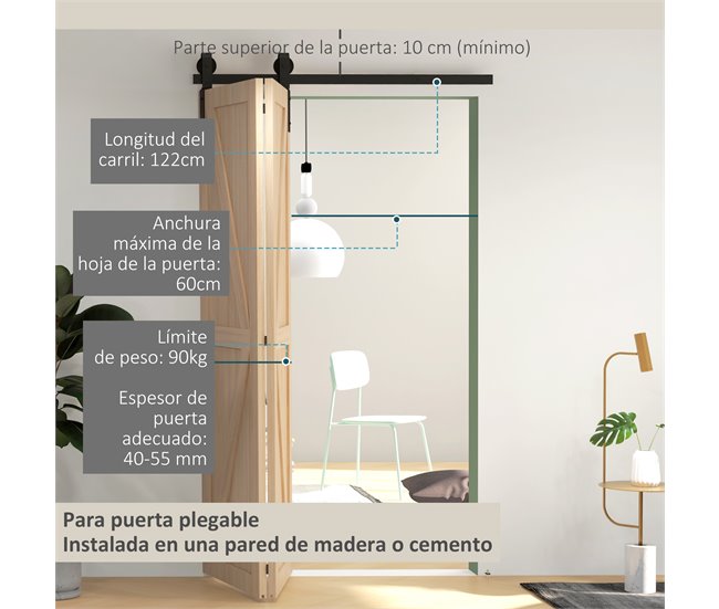 Acessórios para portas de correr Aço de carbono HOMCOM Preto