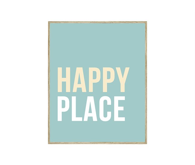 Pintura arte deco HAPPY PLACE 50x40cm marca MARCOMUEBLE  Turquesa
