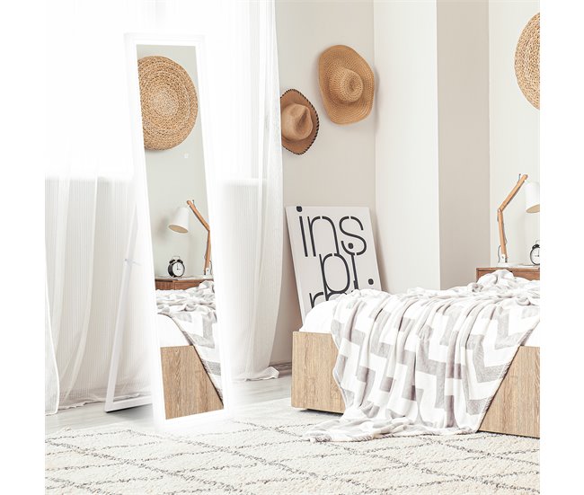 Espelho de Pé Vidro temperado e MDF HOMCOM, casa - decoração Branco