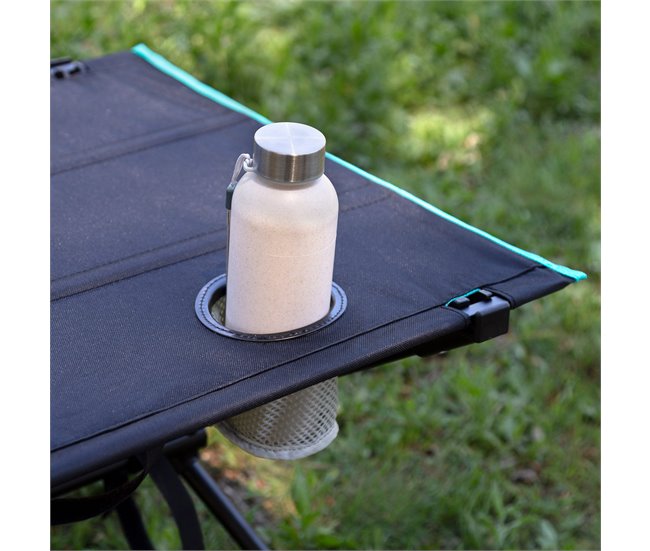Aktive Mesa de acampamento dobrável com porta-copos Preto