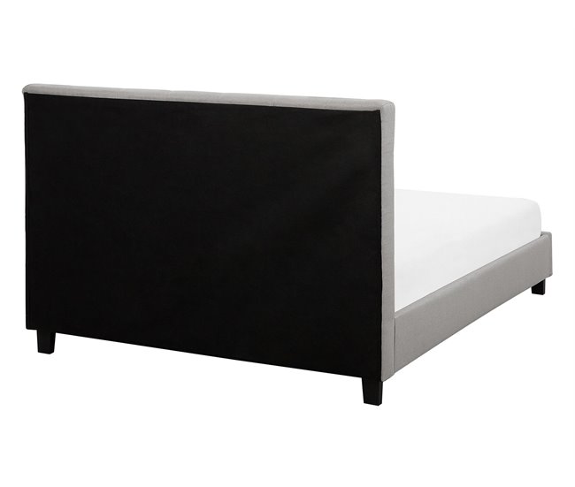 Beliani Cama com estrado Poliéster ROCHELLE 147x218 Cinza Claro