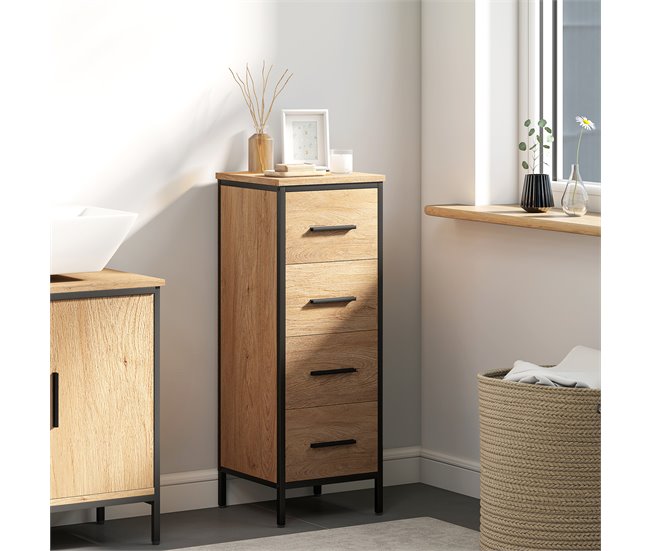 Armário Casa de Banho Melamina de Madeira HOMCOM Castanho