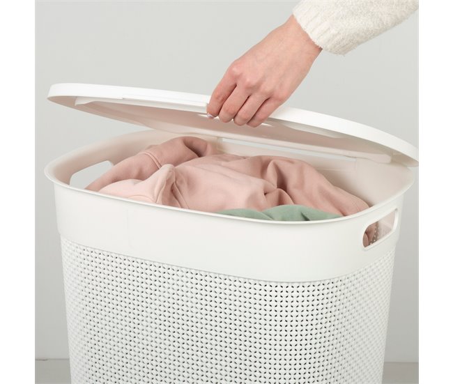 Curver Cesto para roupa suja Filo 55L com tampa Branco