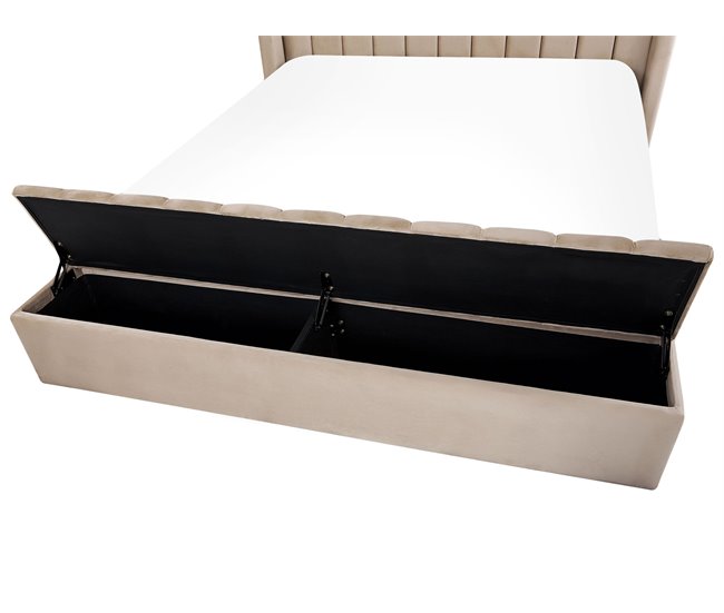 Beliani Cama de água Veludo NOYERS 190x247 Bege