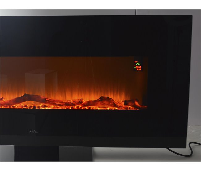 Lareira eléctrica panorâmica em vidro temperado Preto
