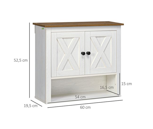 Armário Casa de Banho de Parede Melamina de Madeira kleankin 60 Branco