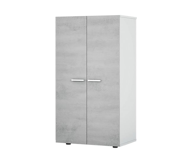 Armário multiuso com 2 portas com efeito madeira Cinza