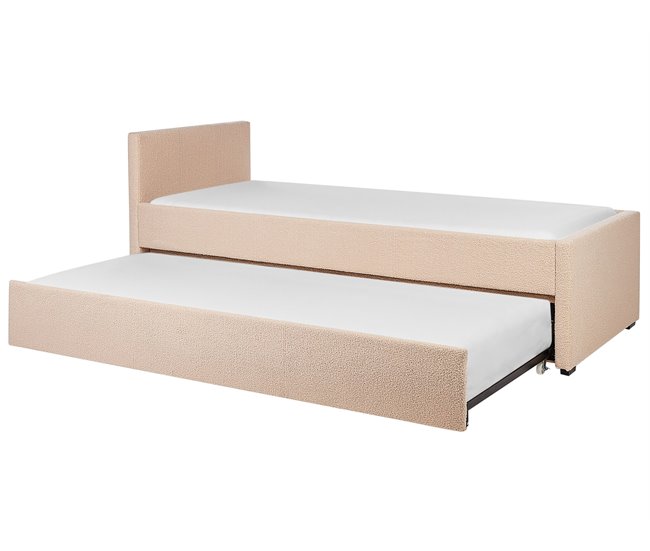 Beliani Cama com estrado Bouclé MARMANDE 86x214 Bege