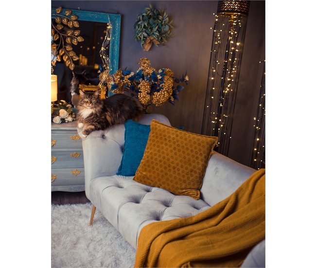 Beliani Chaise longue Terciopelo NANTILLY Azul Marino