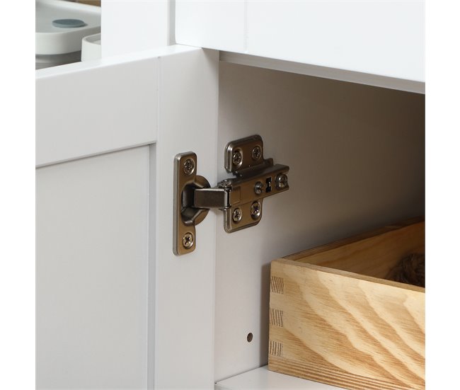 Aparador de Cozinha MDF e Vidro Temperado HOMCOM, casa - cozinha 120 Branco