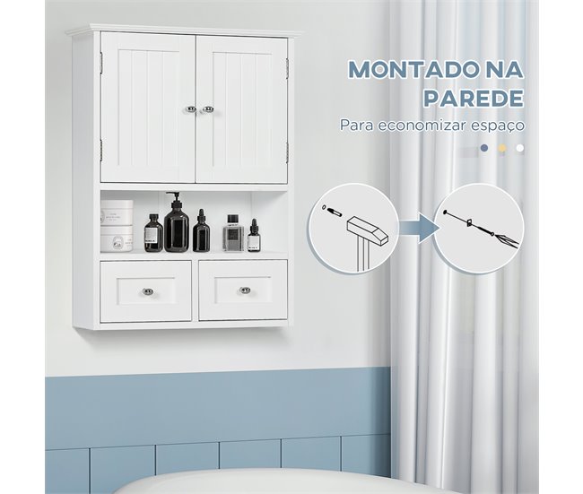 Armário de Parede MDF kleankin, casa - casa de banho 50 Branco