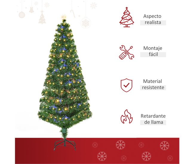 Árvore de Natal PVC e Metal HOMCOM, casa - natal Verde