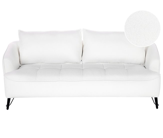 Beliani Sofá de 3 lugares Bouclé HOBRO Branco