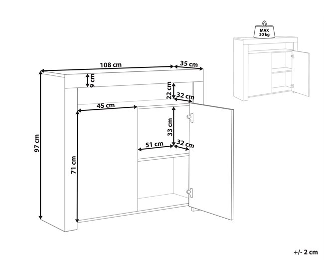 Beliani Aparador MDF COVINA Branco