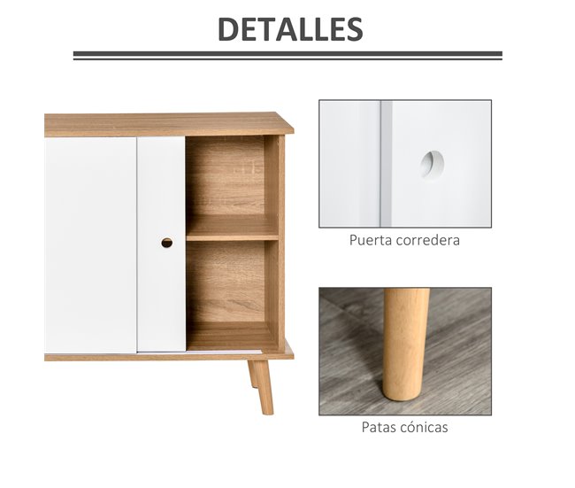 Aparador de Cozinha MDF, Metal HOMCOM 130 Castanho