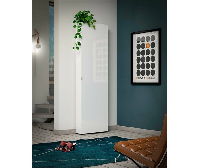 Armário multiuso com 1 porta efeito madeira Branco