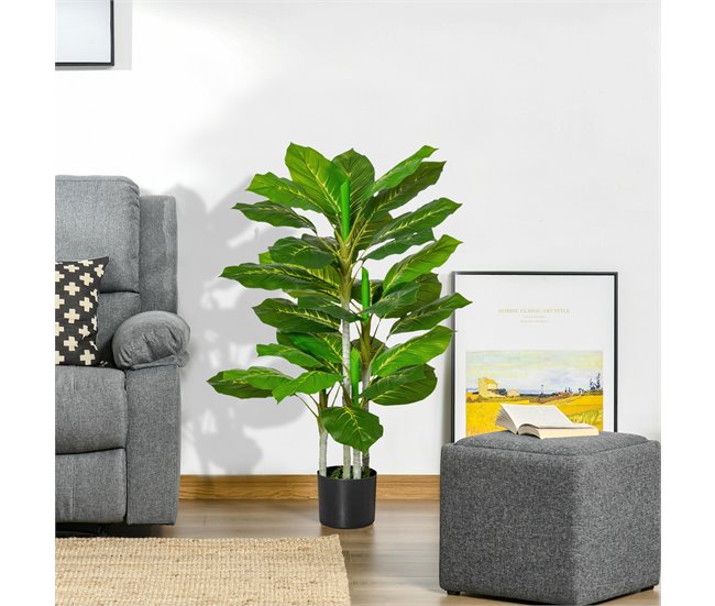 Árvore Perene Artificial PE, PEVA, Aço e Cimento HOMCOM Verde
