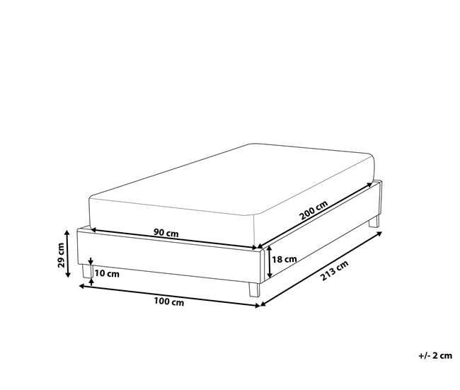 Beliani Cama com estrado Bouclé ROANNE 100x213 Creme