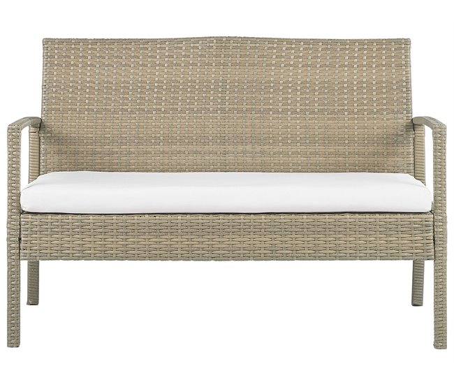 Beliani Conjunto lounge Ratan sintético MARSALA Bege