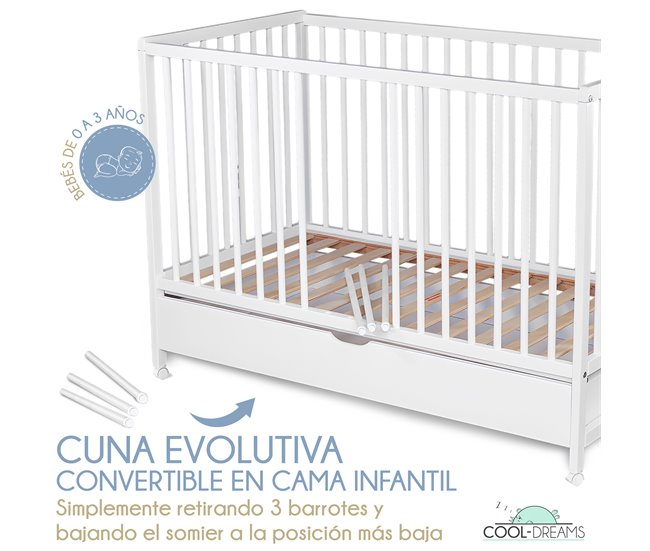 Berço Maipo + Gaveta com Guia e Tampa Branco