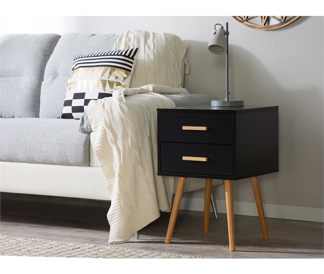 Beliani Mesa de centro ALLOA 40x40 Preto