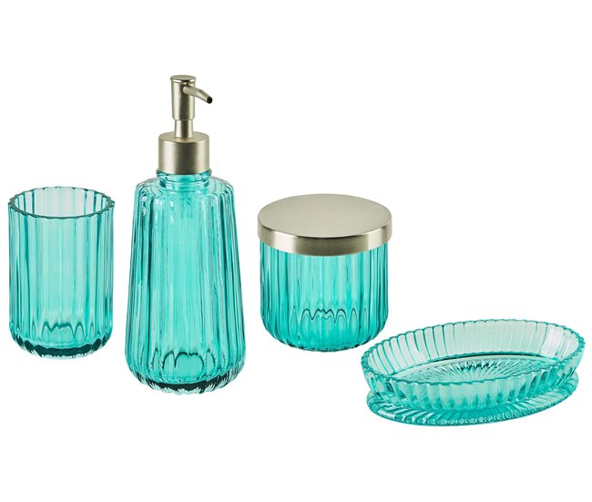 Beliani Conjunto de accesorios de baño TECATE Turquesa