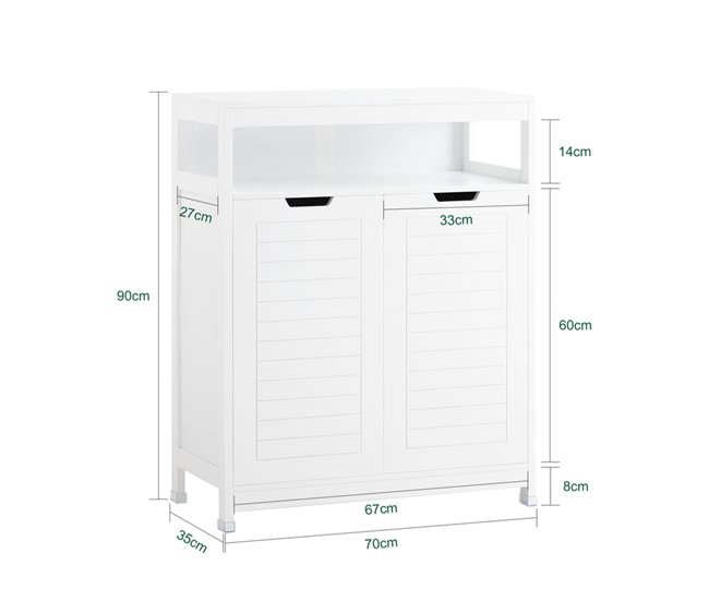 Armário de banho multifunções com 2 portas BZR121-W SoBuy Branco