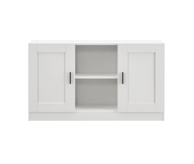 Aparador Spøttrup com 2 portas 2 puxadores 6 compartimentos 120 Branco
